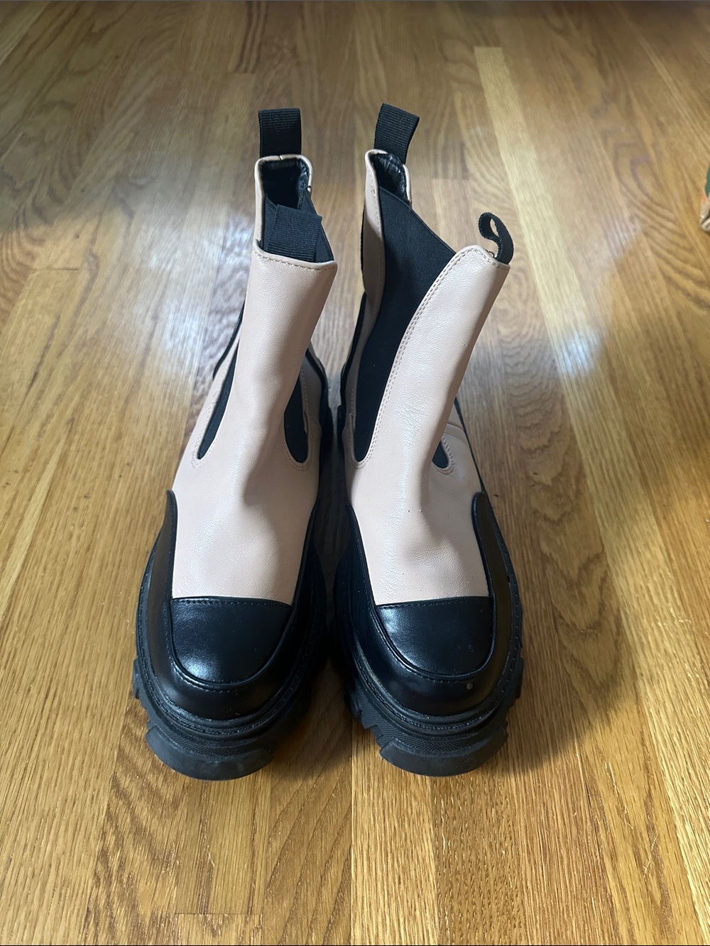 Chunky Chelsea Boot in Cream and Black - Women's
